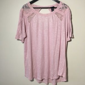 Torrid Ribbed Rose Lace T-Shirt